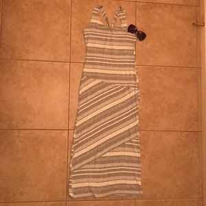 Grey and white striped Olive and Oak maxi dress